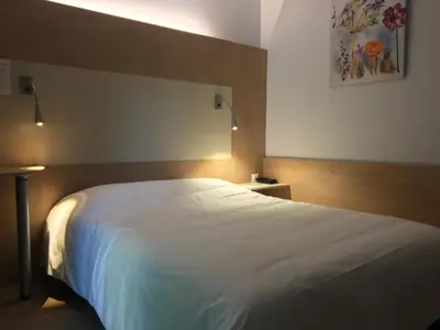 a bedroom with a large white bed in it at Hotel Cantosorgue in LʼIsle-sur-la-Sorgue