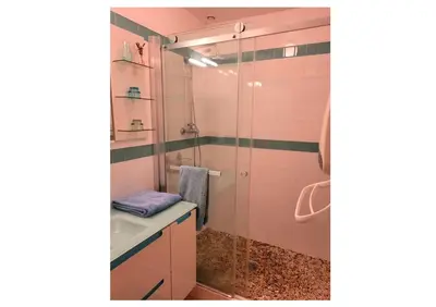 a bathroom with a shower and a sink at Villa charmante au Beaucet avec piscine privée in Le Beaucet
