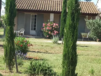 a house with trees in front of a yard at Mas Clair de Lune in Saint-Rémy-de-Provence