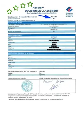 a visa document with stars on it at Le Fournil en Provence in Caseneuve