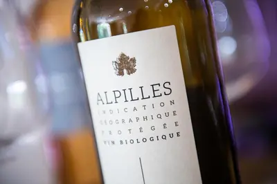 a bottle of wine with a label on it at Hôtel Mas Valentine in Saint-Rémy-de-Provence