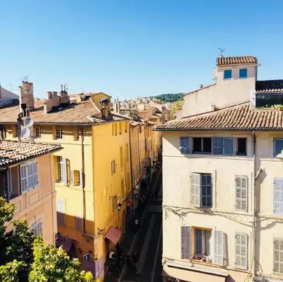 an aerial view of a city with buildings at COURONNE STUDIO in Aix-en-Provence