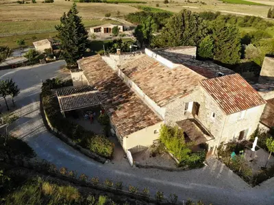 an aerial view of an old house with rusty roofs at Lou mas li Pitchoun 