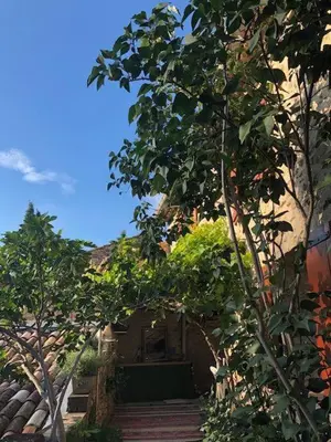 a house with trees in front of a building at Fontaine-de-Vaucluse : maison avec vues in Fontaine-de-Vaucluse