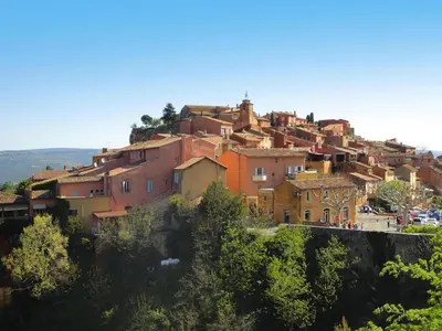 a village on top of a hill at Sunny Provence Home with Terrace in Monteux