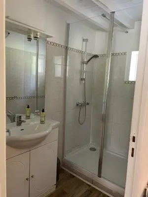 a bathroom with a shower and a sink at Le Mas d'Hermès in Plan-dʼOrgon