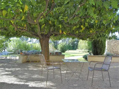 an overhead view of a house in a field at Mas Les Fleurs d’Hilaire in Monteux