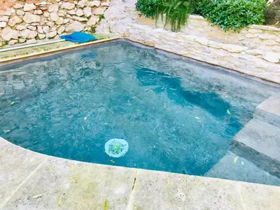 a swimming pool with a ball in the water at la bonbonniere - Townhouse Saint-Saturnin-lès-Apt in Saint-Saturnin-les-Apt