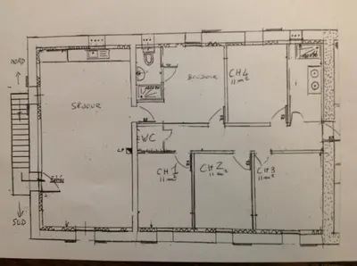a drawing of a floor plan of a house at La Jacquemarie in Monteux