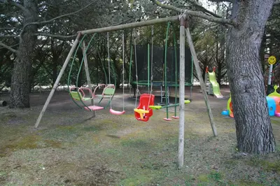 an empty swing set in a park next to a tree at La Campanette en Luberon -Piscine privée in Cheval-Blanc