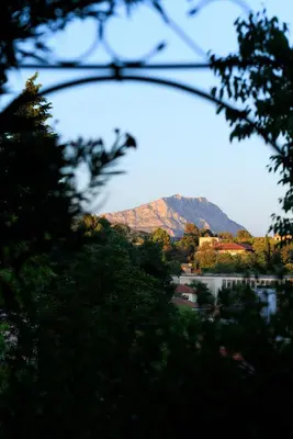 a view of a mountain through the trees at Le Pigonnet - Esprit de France in Aix-en-Provence
