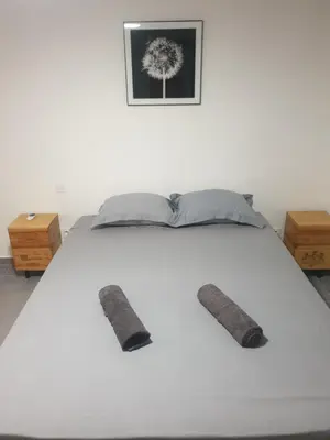 a white bed with two pillows on top of it at Atelier n°4 in Fontaine-de-Vaucluse