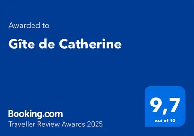 a blue screen with the text emailed to gift de cartering at Gîte de Catherine in Saint-Didier