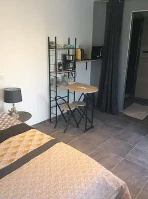 a room with a table and chairs and a table at Ogooué Studio in Carpentras