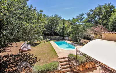 an overhead view of a backyard with a swimming pool at Pet Friendly Home In Apt in Apt