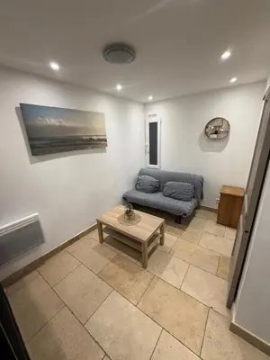 a living room with a couch and a table at Studio plein centre aix en Provence in Aix-en-Provence