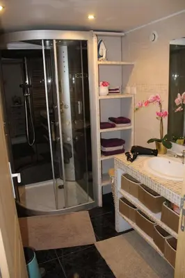 a bathroom with a shower and a sink at les lauriers de Joelle in Peyrolles-en-Provence