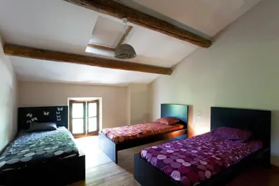 a bedroom with two beds in a room at LA LEZARDIERE CHEZ HUGUES in Saint-Rémy-de-Provence