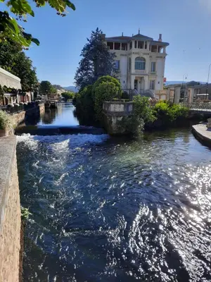 a river with a building on the side of it at Le Nid'Isle - Stationnement privé gratuit - Wi-Fi performant - Climatisation in LʼIsle-sur-la-Sorgue
