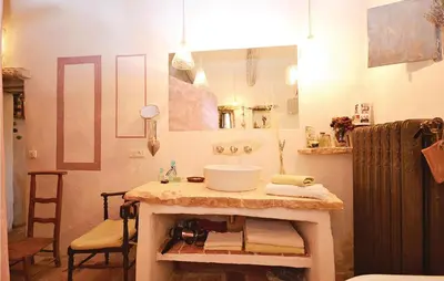 a bathroom with a sink and a mirror at 1 Bedroom Beautiful Home In Saignon in Saignon