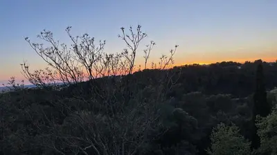 a sunset on top of a hill with trees at Exclusif Appart piscine chauffée de luxe 10 min centre AixenPc Belvoir SISSI in Aix-en-Provence