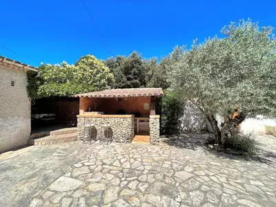 a stone building with a tree in front of it at Maison Provençale avec piscine in Carpentras
