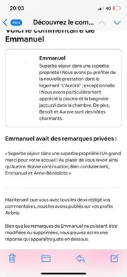 a screenshot of a cell phone screen with a document at L'Aurore Love Room de prestige jacuzzi sauna piscine chauffée cuisine in Carpentras