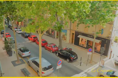 an overhead view of a city street with cars parked at Le Craponne - Magnifique appartement cours principal plein centre avec parking in Salon-de-Provence