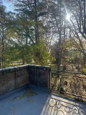a bench in a park with trees in the background at Suite le Quervalat dans magnifique bastide 18eme in Aix-en-Provence