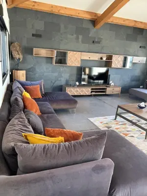 a living room with two couches and a couch at Villa Design in Bédoin