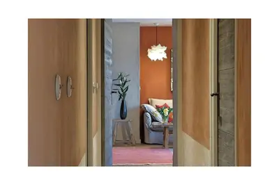 a view of a living room from inside a door at Les Jardins de Sitaara in Cucuron