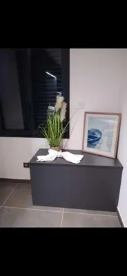 a table with a picture and a plant on it at Villa contemporaine in Pernes-les-Fontaines