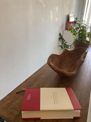 two books sitting on a table next to a shoe at Cozy Studio with balcony and free parking in Aix-en-Provence