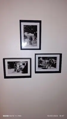 three pictures are hanging on a wall at L' ecurie de Florent et Spa in Cheval-Blanc