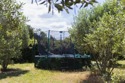 a swing in the middle of a field with trees at Gîte Petit Luberon chez Manon en Luberon - Vacation rental in guest house in Lagnes