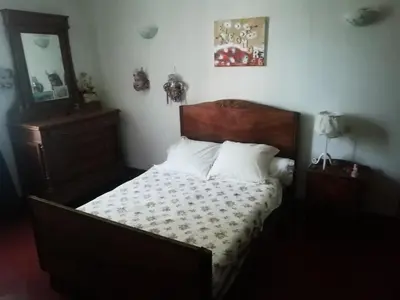 a bedroom with a bed and a dresser and a mirror at Chez Fleur in Avignon