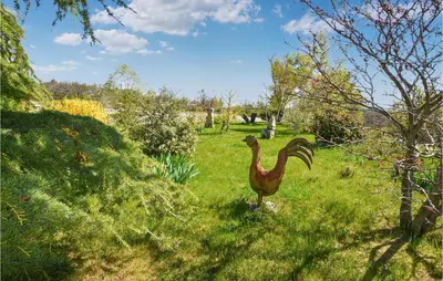 a statue of a chicken standing in the grass at Gorgeous Home In Sault in Sault-de-Vaucluse